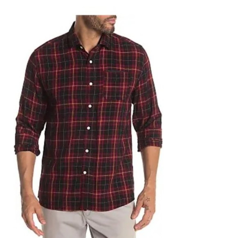 Impatient Wolves Mens Shirt Red Black Size XL Button Down Plaid Flannel